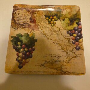 Susan Winget Map of Italy Grapes The Studio Shop Square Ceramic Platter